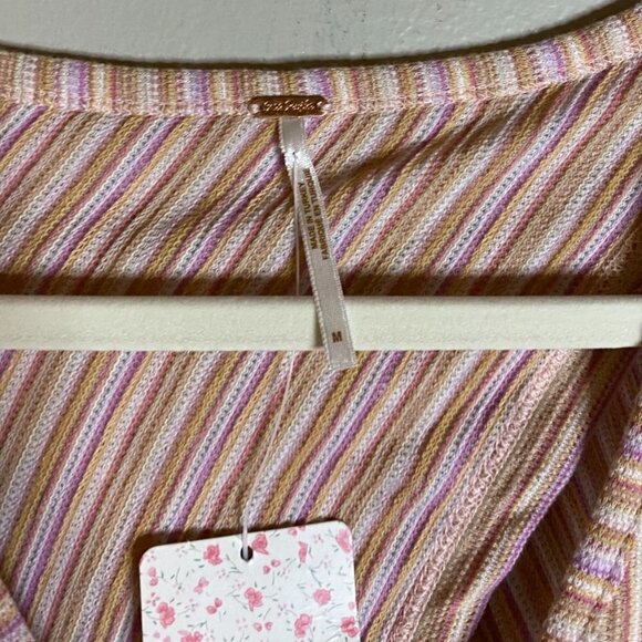 Free People Womens Tie-Back U-Neck Crop Top M / Orchid Rain Combo Size M - Picture 2 of 5